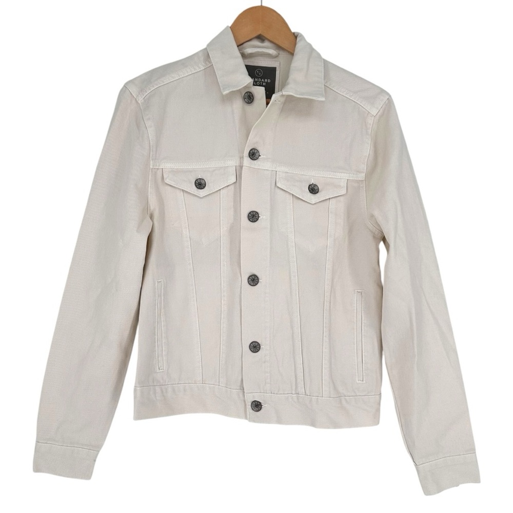 Standard Cloth Men’s Bone Denim Jacket size XS 100% Cotton Long Sleeves Pockets